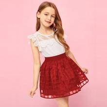 Shein Girls A-line Mesh Skirt