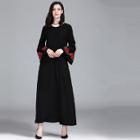 Shein Floral Embroidered Flare Sleeve Longline Dress