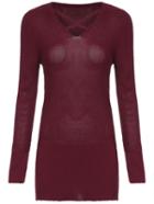Shein Wine Red Criss Cross Front Knit Dress