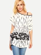 Shein White Vintage Print Loose T-shirt