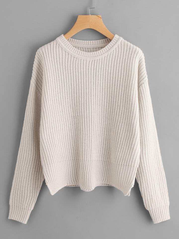 Shein Drop Shoulder Scallop Hem Jumper