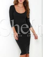 Shein Black Scoop Neck Sheath Dress