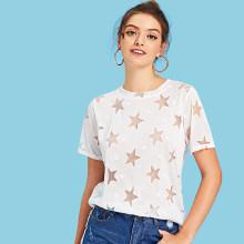 Shein Sheer Star Pattern Tee