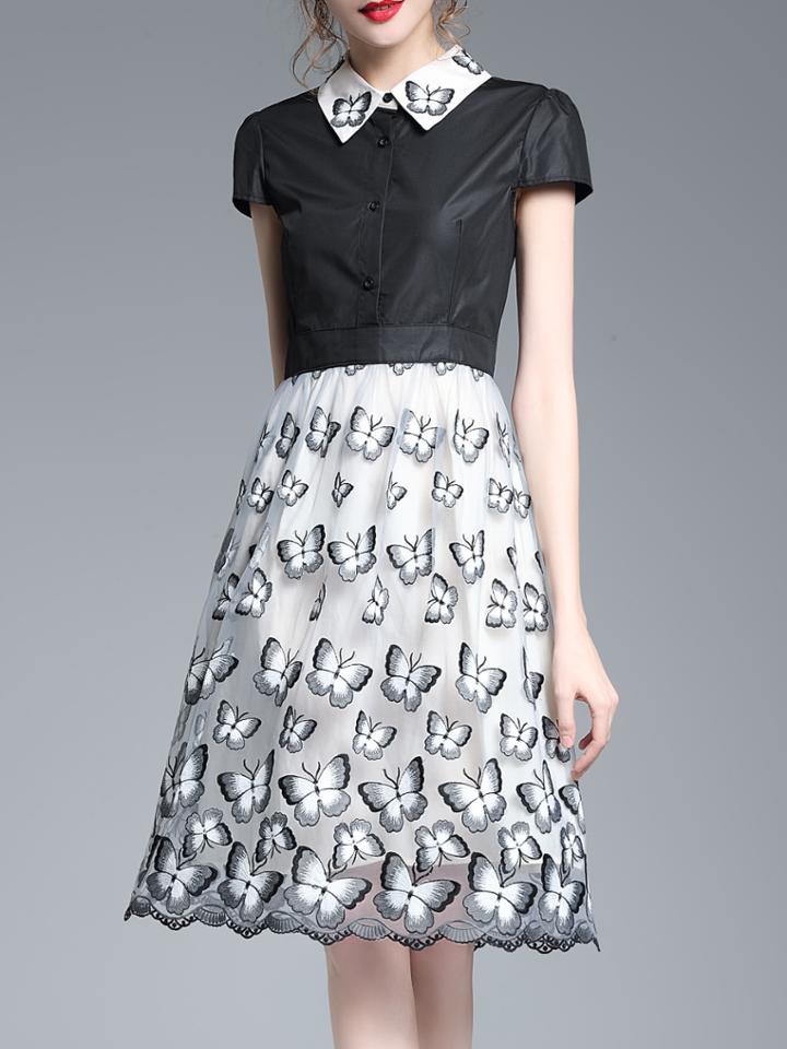 Shein Butterfly Embroidered Combo Dress