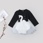 Shein Toddler Girls Swan Print Mesh Dress
