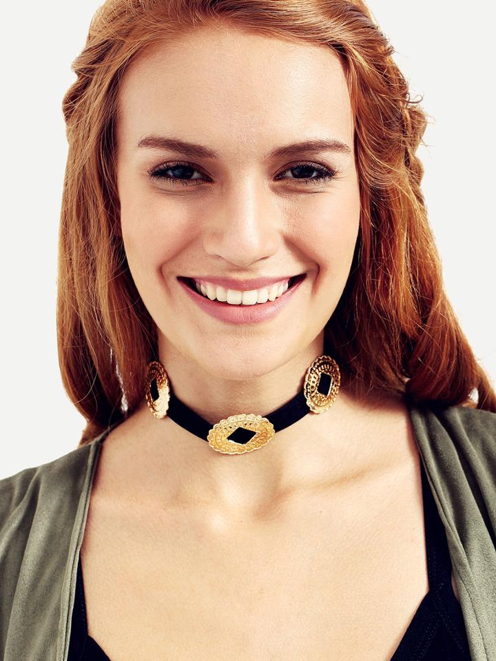 Shein Gold Metal Embellishment Choker Necklace