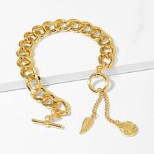 Shein Leaf & Figure Detail Crude Chain Bracelet