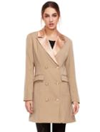 Shein Khaki Long Sleeve Lapel Dress