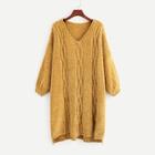 Shein Plus Cable Knit Solid Chenille Sweater