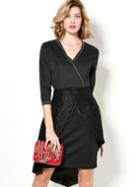 Shein Black V Neck Length Sleeve Two Pieces Dress