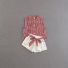 Shein Girls Gingham Blouse With Shorts