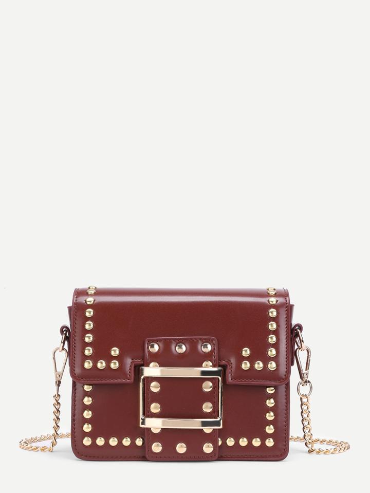 Shein Studded Detail Pu Chain Bag