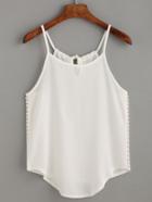 Shein White Keyhole Tie Back Eyelet Side Cami Top