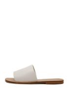 Shein White Open Toe Leather Upper Flat Slippers