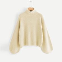 Shein Lantern Sleeve Drop Shoulder Fuzzy Jumper