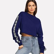 Shein Letter Tape Side Crop Pullover