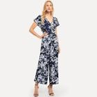 Shein Flutter Sleeve Plunging Neck Botanical Jumper