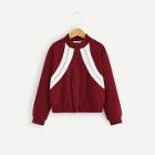 Shein Girls Color-block Zip Up Sweatshirt