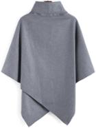 Shein Turtleneck Woolen Asymmetrical Cape Grey Coat