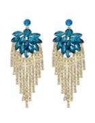 Shein Blue Beautiful Rhinestone Long Earrings