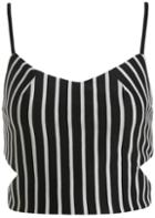 Shein Black Spaghetti Strap Vertical Stripe Cami Top
