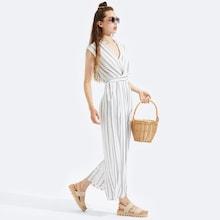 Shein Zipper Back Tile Stripe Jumpsuit