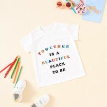 Shein Girls Letter Print Front Tee