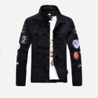 Shein Men Embroidery Patched Letter Print Denim Jacket