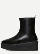 Shein Black Faux Leather Point Toe Platform High Top Boots