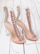Shein Lace Up Zipper Back Transparent Heels