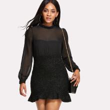 Shein Mesh Contrast Fishtail Dress