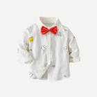 Shein Toddler Boys Bow Front Cartoon Print Shirt