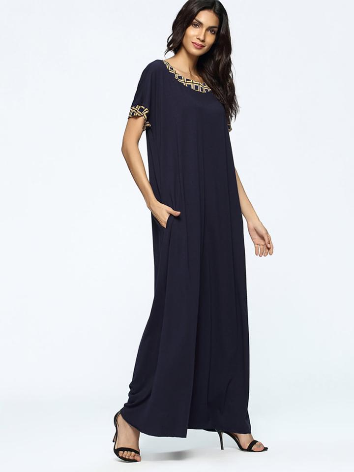 Shein Contrast Geo Panel Full Length Dress