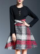Shein Black Color Block A-line Dress