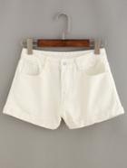 Shein Rolled Hem White Denim Shorts