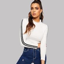 Shein Tape Detail Crop Skinny T-shirt