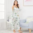 Shein Plus Pineapple Print Cami Pajama Set With Robe
