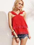 Shein Red Crochet Backless Tank Top