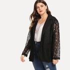 Shein Plus Floral Lace Applique Notched Collar Blazer