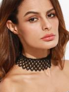Shein Black Hollow Out Lace Choker Necklace