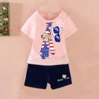 Shein Toddler Boys Cartoon & Letter Print Tee With Shorts