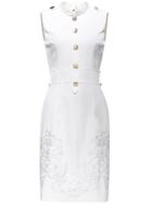 Shein White Collar Embroidered Zipper Sheath Dress