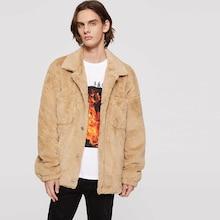 Shein Men Symmetrical Pocket Front Teddy Jacket