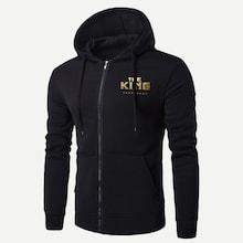Shein Men Letter Print Zip Up Hoodie