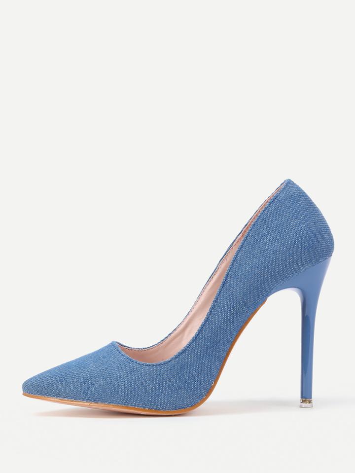 Shein Pointed Toe Denim Stiletto Heels