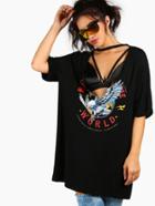Shein Plunging V Cutout Graphic Tee Dress