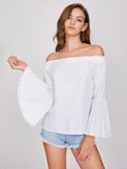 Shein Bardot Fluted Sleeve Top With Accordion Pleats