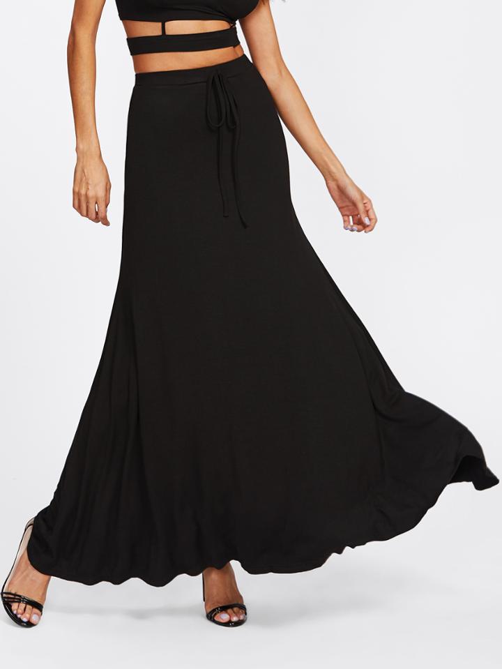 Shein Drawstring Waist Swing Maxi Skirt