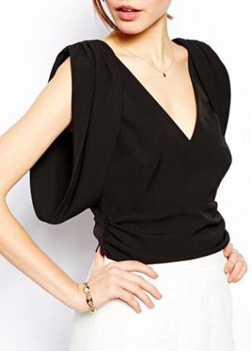 Rosewe Sexy Open Back V Neck Woman T Shirt