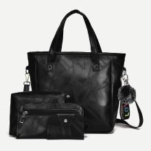 Shein Pom Pom Detail Combination Bag 4pcs